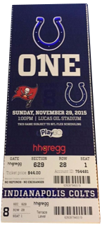 Indianapolis Colts vs. Tampa Bay Buccaneers 1980 Game 4 Gameday ticket BuccaneersFan